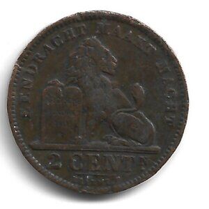 1905 Belgium 2 Centimes Coin (b861-18)